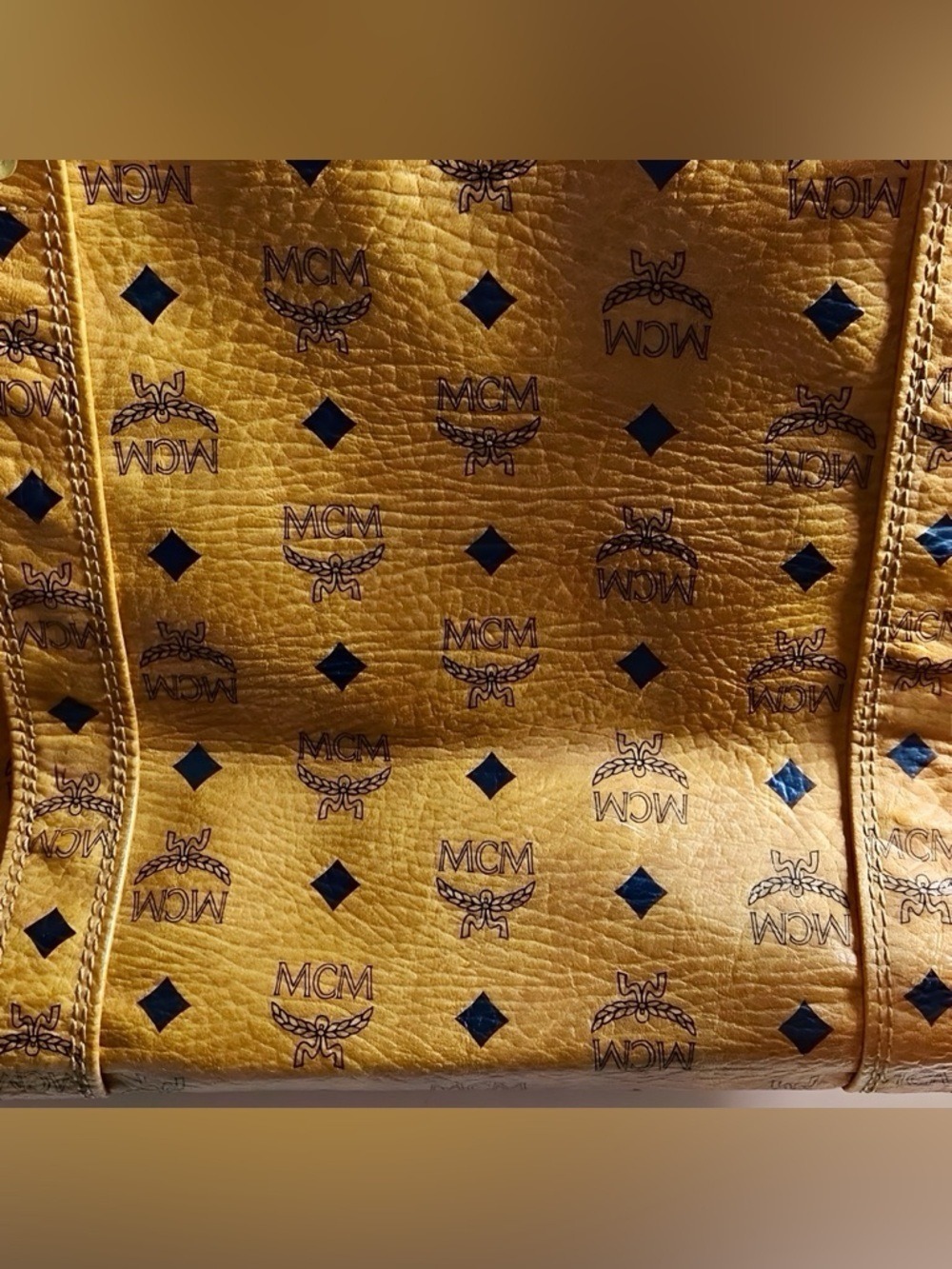 Vintage MCM Visetos Cognac Tote Shopper Bag Monogram Large - Picture 11 of 16